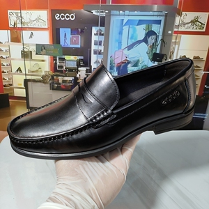 ECCO爱步男鞋商务休闲鞋舒适百搭乐福鞋牛皮一脚蹬正装皮鞋661804