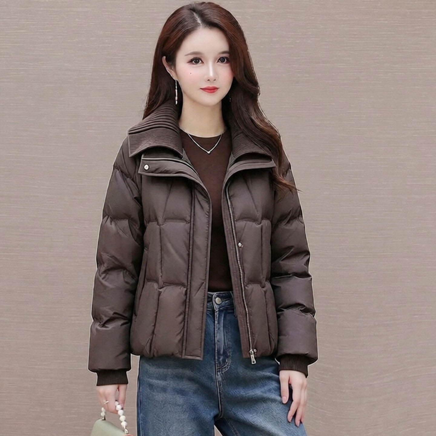 中年妈妈装时尚短款羽绒服中青年女装2026年冬季新款白鸭绒小个子