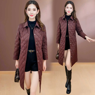 中青年女式时尚羽绒棉衣中长款2025冬季女装中年妈妈过膝棉服棉袄