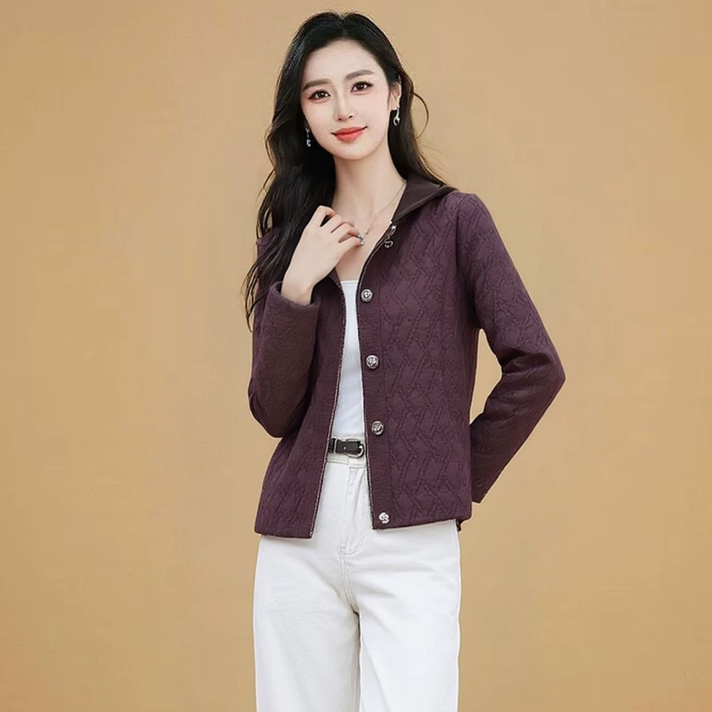 小个子女式长袖夹克外套短款2026春秋新款中青年妈妈女装上衣夹克