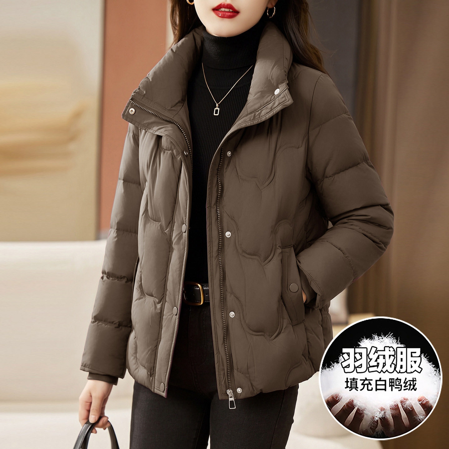 中青年女装休闲羽绒服外套短款2026冬新款洋气显瘦保暖白鸭绒上衣