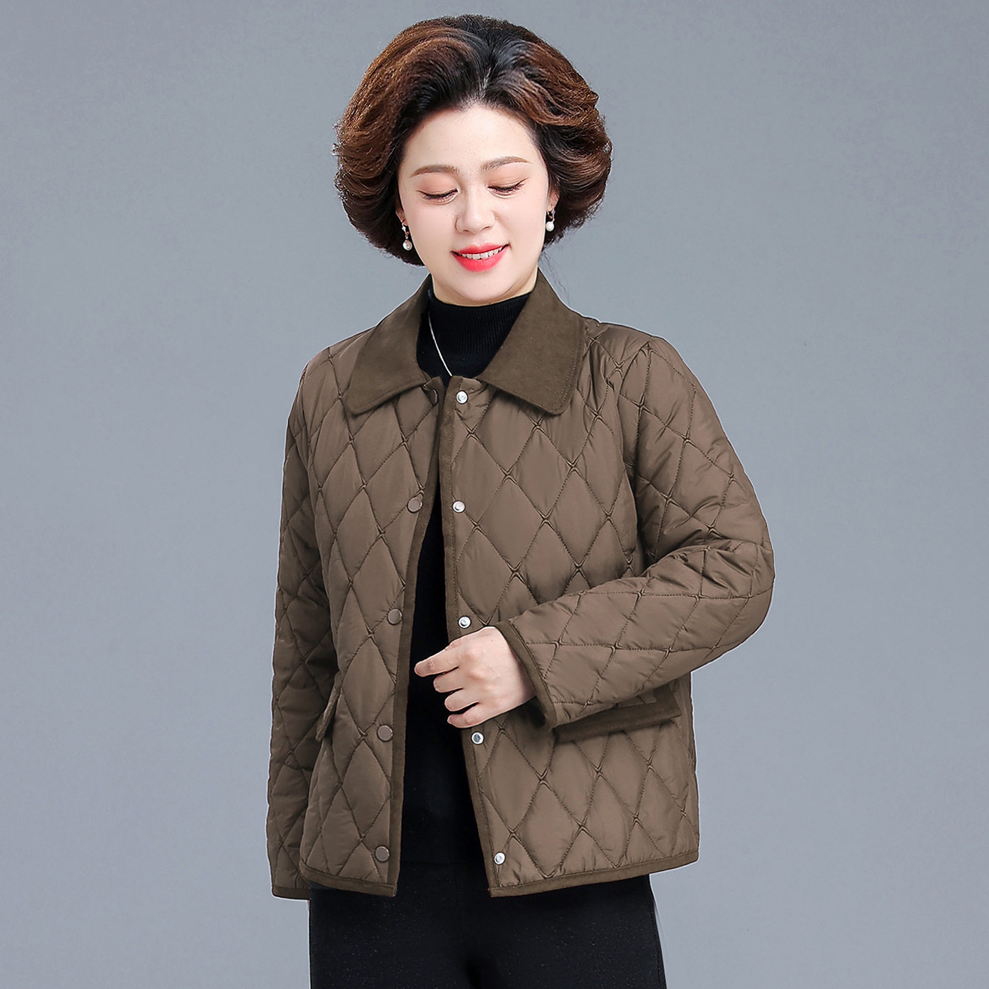 妈妈装秋冬新款棉衣外套中老年女式时尚洋气保暖显瘦棉服上衣棉袄