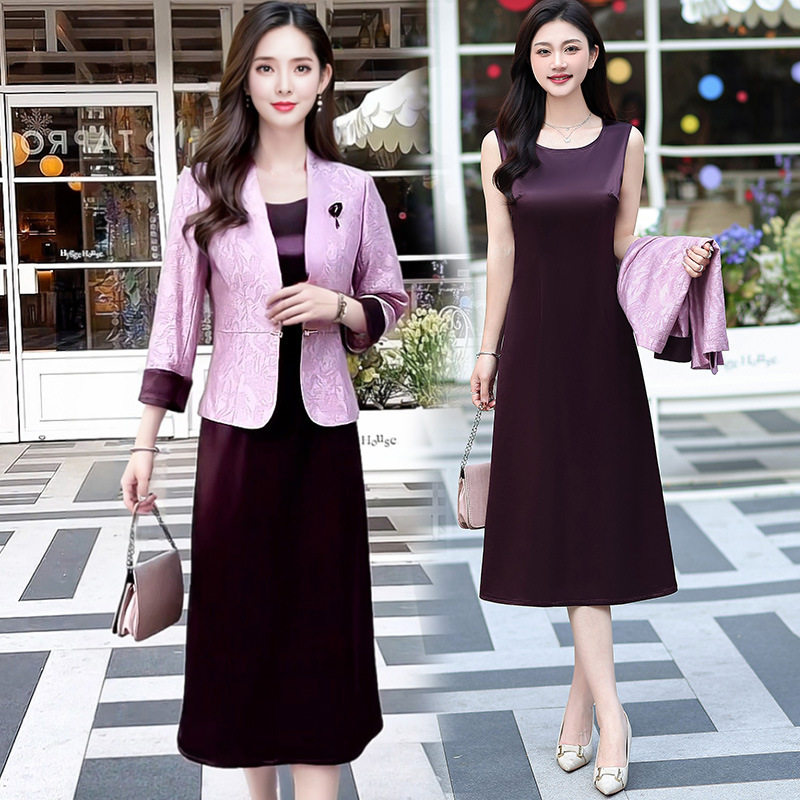 中青年女装时尚套装裙2026春秋夏新款减龄小西服无袖连衣裙两件套
