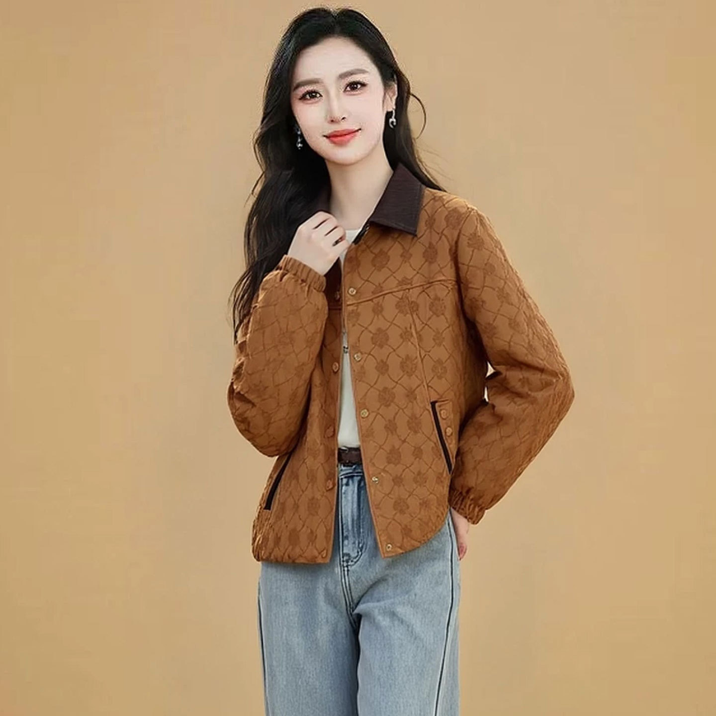 中年妈妈春秋装外套短款2026新款洋气风衣中青年女装休闲夹克上衣