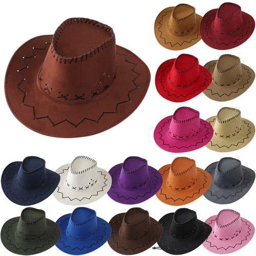 辣妹西部牛仔麂皮绒骑士帽帽子