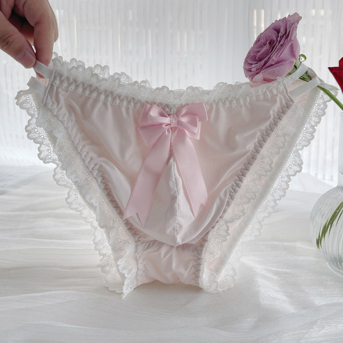 男士蕾丝内裤高档女性化设计性感迷人伪男娘CD变装短裤有囊袋