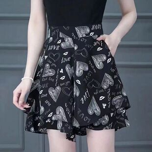 夏天小个子女士短裤外穿夏季短裙假两件宽松显瘦遮肚子雪纺裙裤子