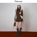 甜酷穿搭高领修身 秋冬连衣裙女运动短裙收腰显瘦木耳边针织打底裙