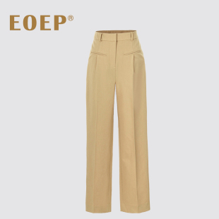 小众设计师款！直筒长裤女夏高腰烟管裤西装裤子垂感简约极简纯色