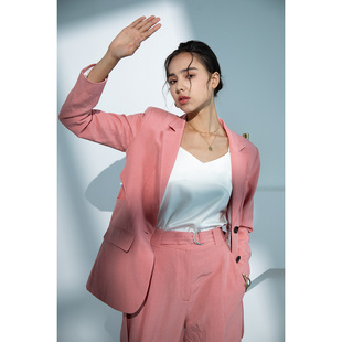 高端品质!亚麻西装外套女棉麻西服宽松休闲纯色简约气质通勤欧美