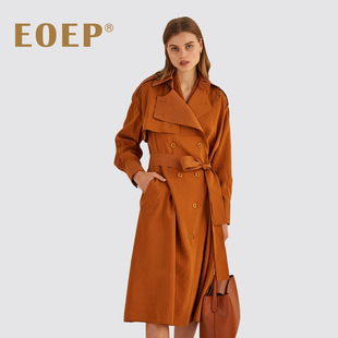 澳洲小众设计！廓形风衣外套女中长款系带落肩大衣简约纯色春秋