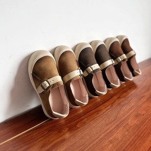 复古文艺手工真皮森女鞋 自制款 头层牛皮厚底圆头勃肯鞋 烁掌柜