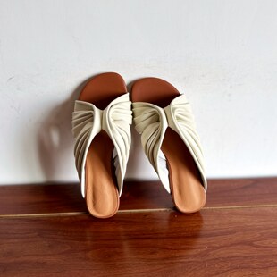 【烁掌柜】复古文艺范小众设计款手工真皮女鞋头层牛皮一字拖凉拖