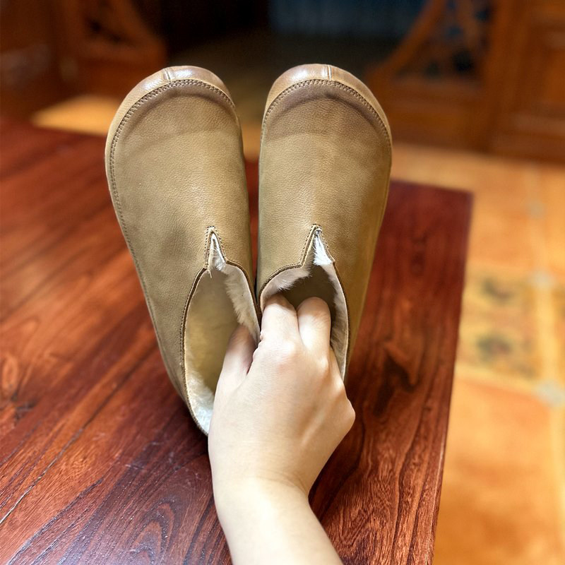 烁掌柜自制款简约文艺舒适真皮女鞋头层牛皮低跟保暖过冬羊毛棉鞋,女鞋,乐福鞋（豆豆鞋）,淘宝优惠券,粉丝福利购,淘宝优惠卷