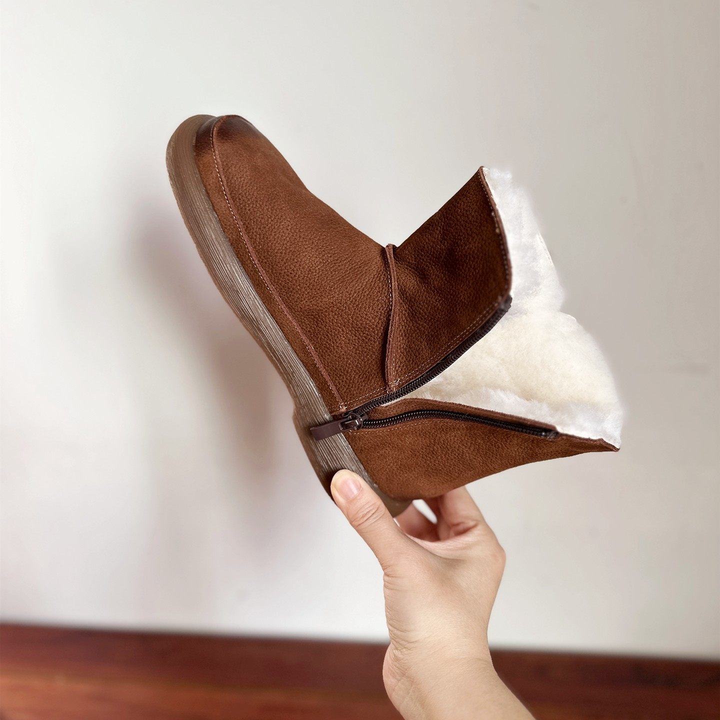 【烁掌柜】自制款复古风手工真皮女靴头层牛皮加厚保暖羊毛雪地靴,女鞋,时尚雪地靴,淘宝优惠券,粉丝福利购,淘宝优惠卷