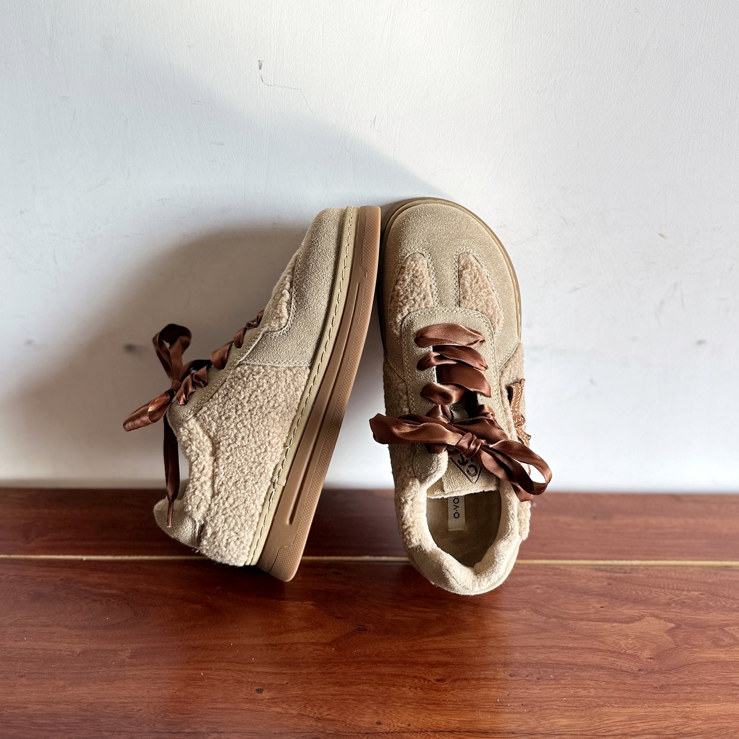 保暖厚底系带休闲德训鞋毛毛棉鞋