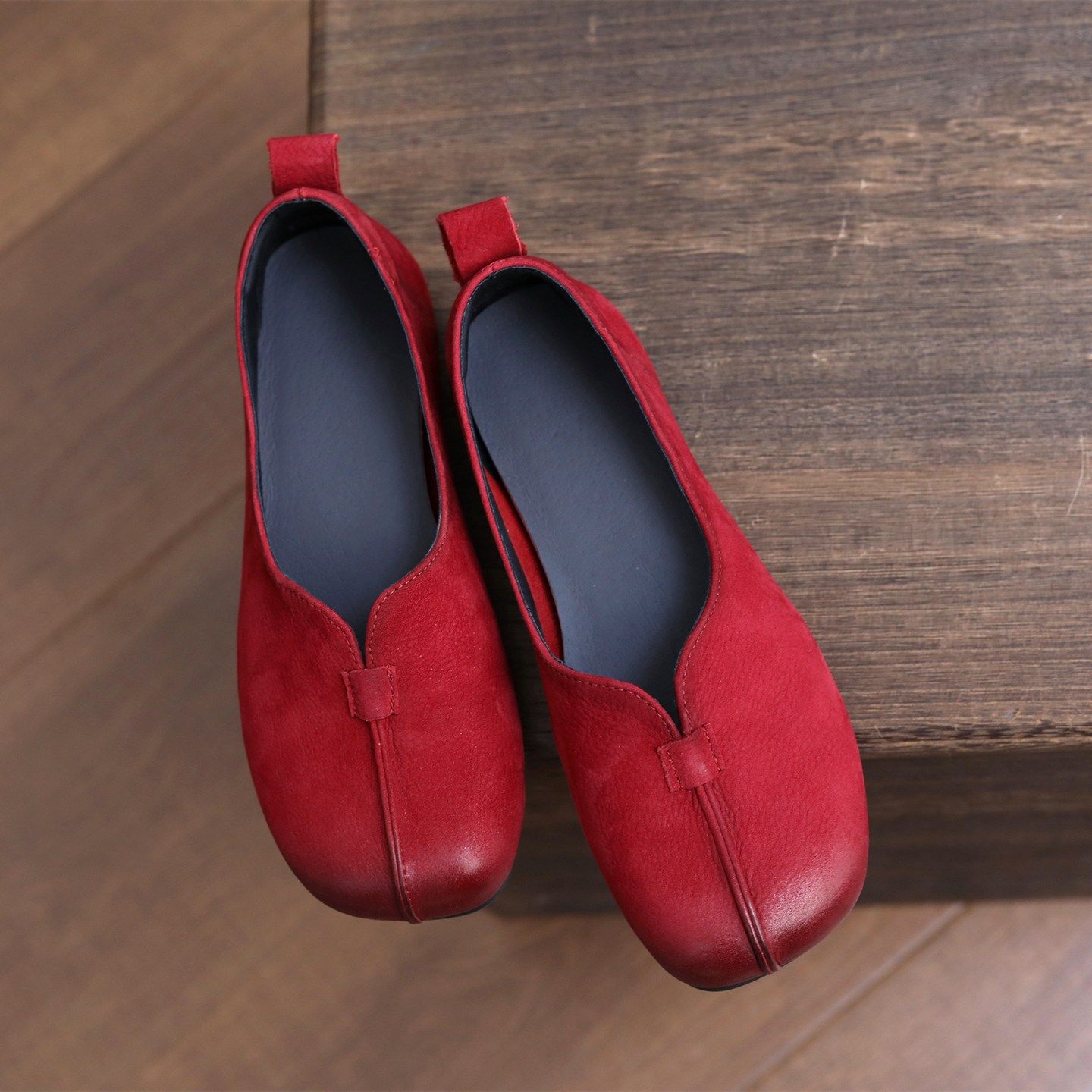 【烁掌柜】2026新品复古文艺手工真皮女鞋头层牛皮平底舒适奶奶鞋,女鞋,浅口单鞋,淘宝优惠券,粉丝福利购,淘宝优惠卷