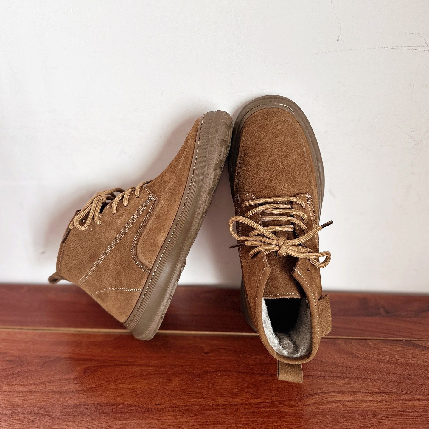 【男鞋】2025冬新品复古风缝制款男靴头层牛皮加绒保暖马丁靴短靴