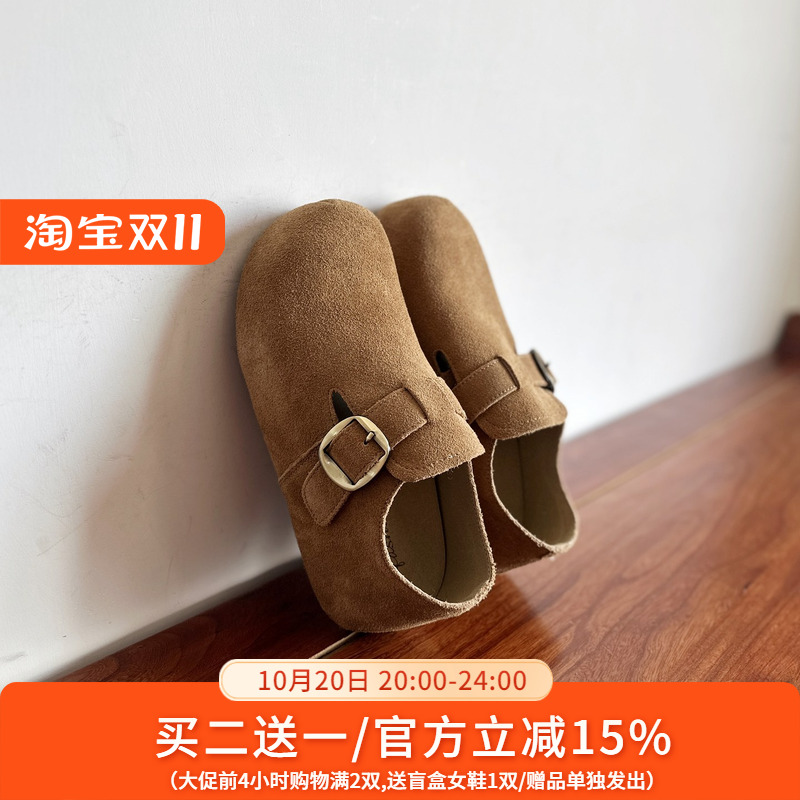 磨砂牛皮内增高厚底勃肯鞋单鞋