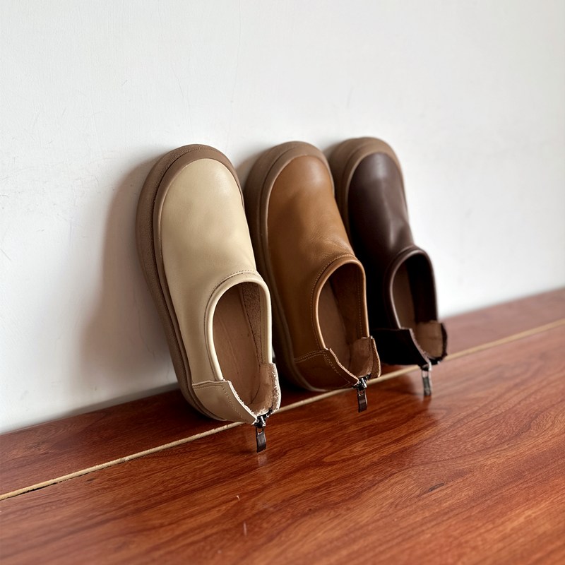 自制款森系复古手工真皮女鞋