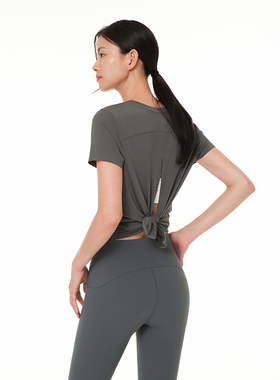 25年新andar 后系带 速干 可调节短袖 透气打底T恤 瑜伽运动上衣