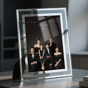 全家福玻璃相框透明水晶高级感空框洗照片做成六寸7寸8寸摆台定制
