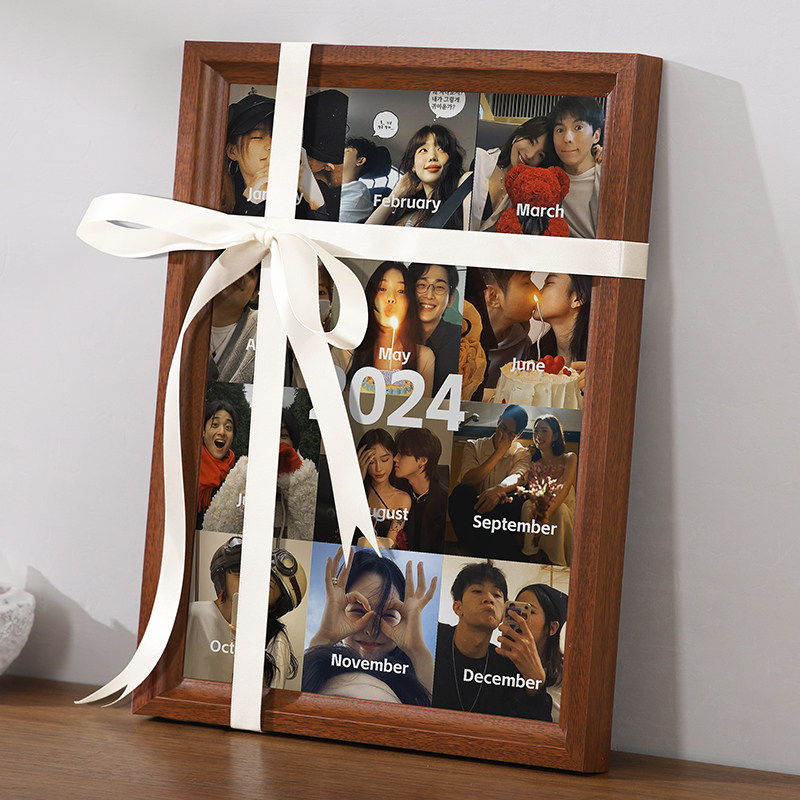 情侣一周年纪念相框照片定制diy创意拼图挂墙洗相片做成生日礼物