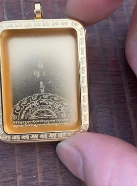 舍唐卡嘎乌盒吊坠金色银色噶乌盒空心小唐卡盒空托挂坠藏式