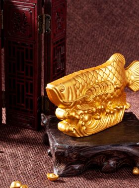 合金金龙鱼元宝摆件年年有鱼家居摆件办公室乔迁装饰工艺品