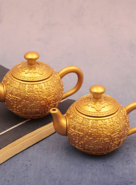 浮雕百福把把壶手把件工艺品百福福壶家居茶摆件装饰