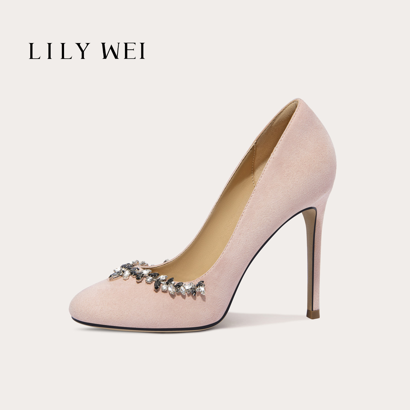 Lily Wei【樱屿茶花系列】甜美气质圆头高跟鞋复古时尚配裙子单鞋