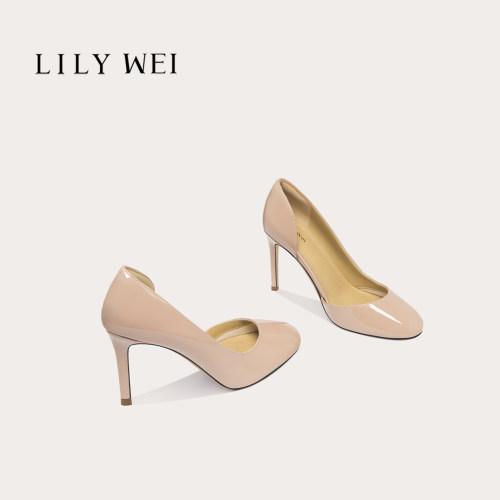 LilyWei优雅气质法式裸色高跟鞋