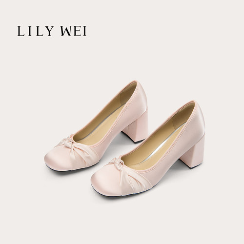 LilyWei时尚粗跟气质高跟鞋