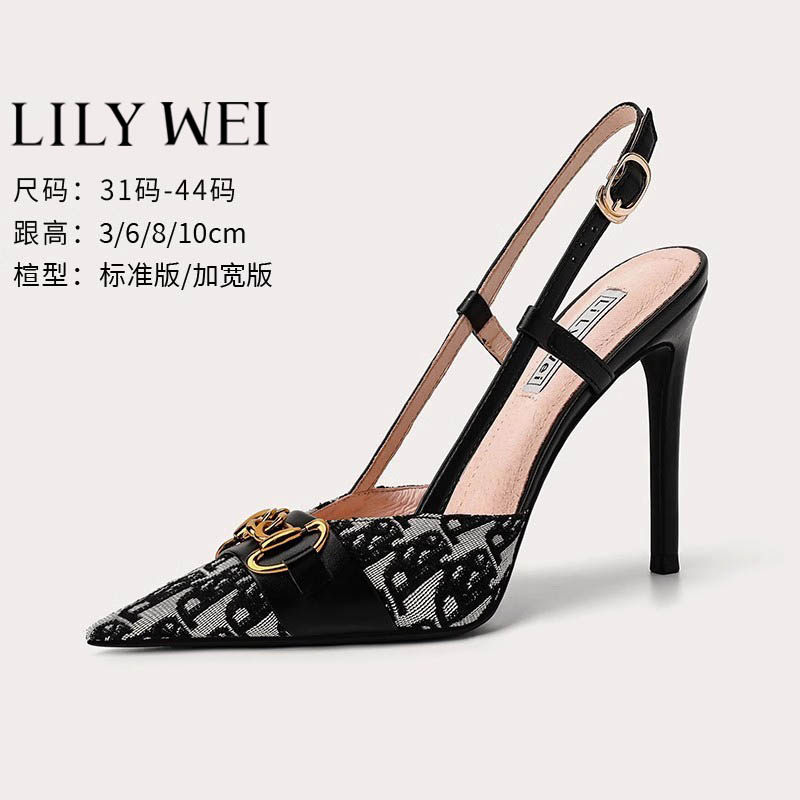 lilywei313233小码凉鞋包头高跟鞋大码女鞋41一43尖头细跟夏季40