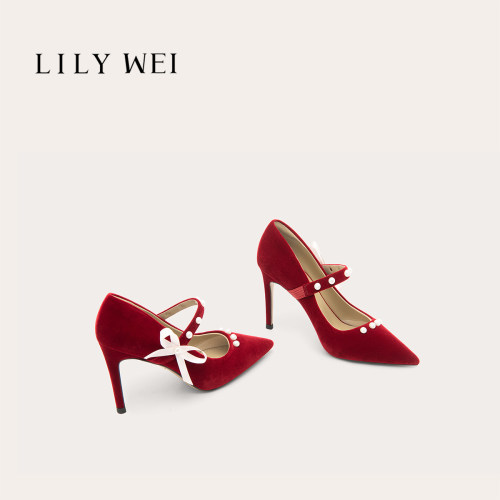 LilyWei优雅气质高跟婚鞋秀禾鞋