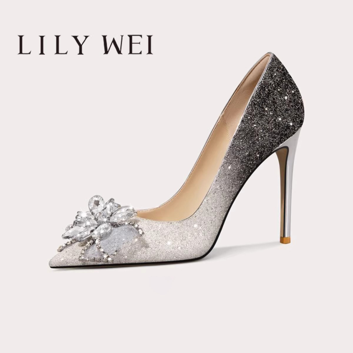 LilyWei【千变极光】绝美渐变高跟鞋晚宴订婚鞋浅口单鞋大码41-43