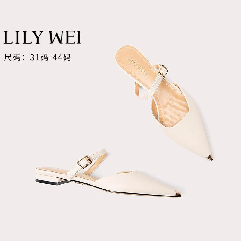 Lily Wei【莱茵河畔】2025夏季新款包头凉鞋小码女韩版穆勒鞋气质