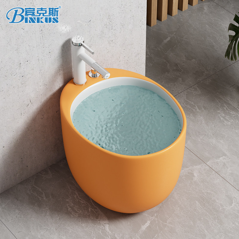 宾克斯鹅蛋拖把池家用卫生间阳台39cm大号陶瓷泡脚池洗脚盆拖布池