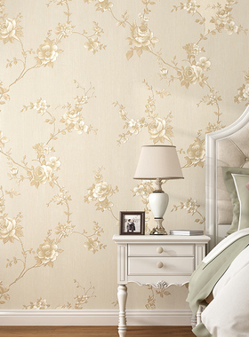 高档轻奢美式无缝墙布现代简约墙纸卧室客厅家用背景墙提花壁布