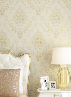 高档奢华欧式无缝墙布现代简约卧室客厅全屋壁纸电视背景刺绣壁布