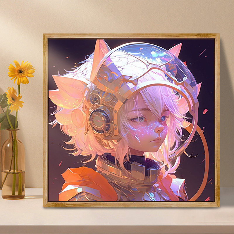 太空少女 diy数字油画科幻卡通动漫唯美手工绘填充涂色丙烯油彩画