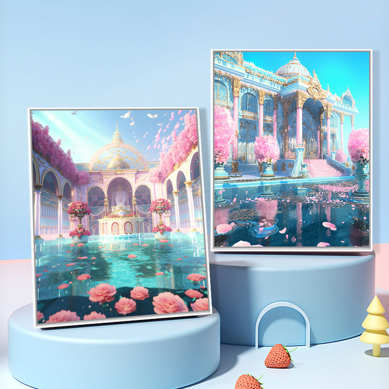 魔法宫殿 数字油画diy手工填色油彩画唯美治愈风景手绘涂色装饰画