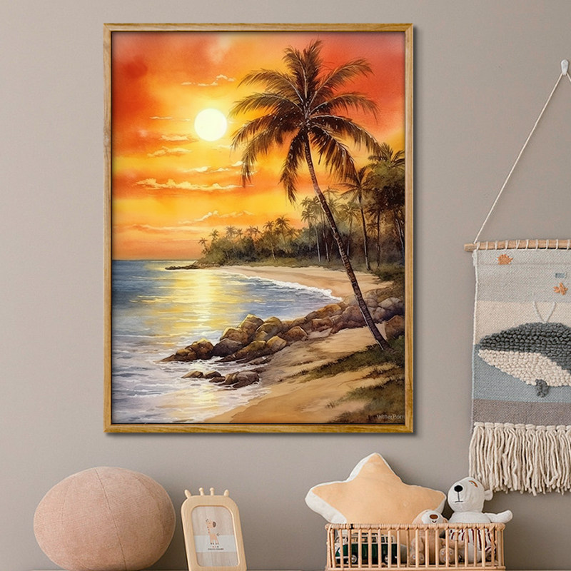 日出东方 diy数字油画唯美治愈卧室客厅摆件水彩画手工丙烯油彩画