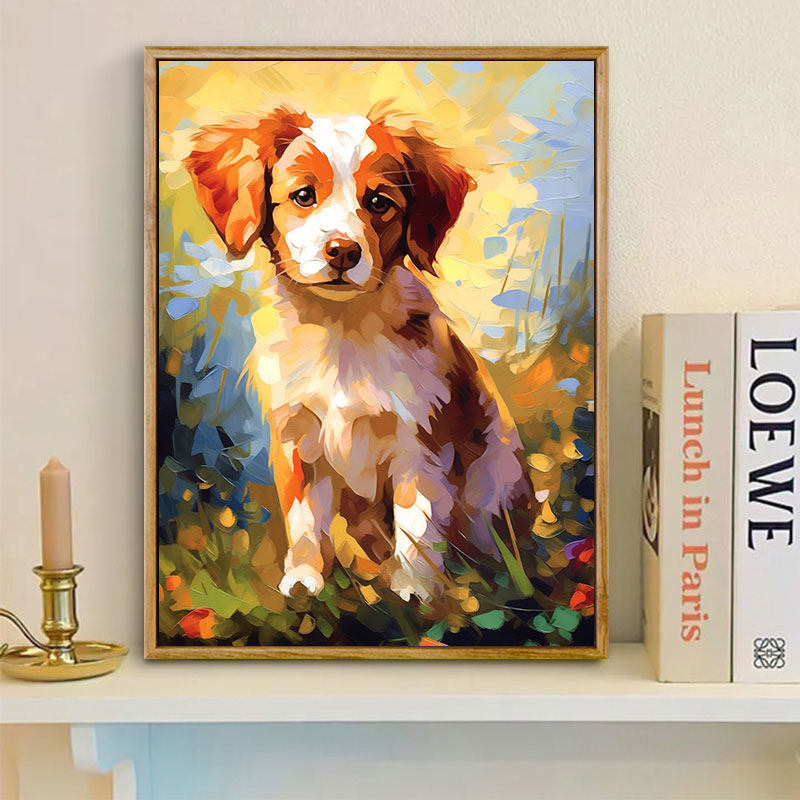 非之语 狗狗自画像diy数字油画卧室动物摆件装饰画手工丙烯油彩画