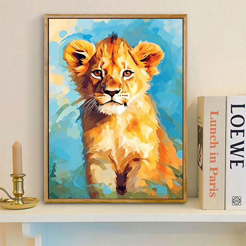 非之语 狮子自画像diy数字油画手工填充涂色画画卧室摆件油彩画