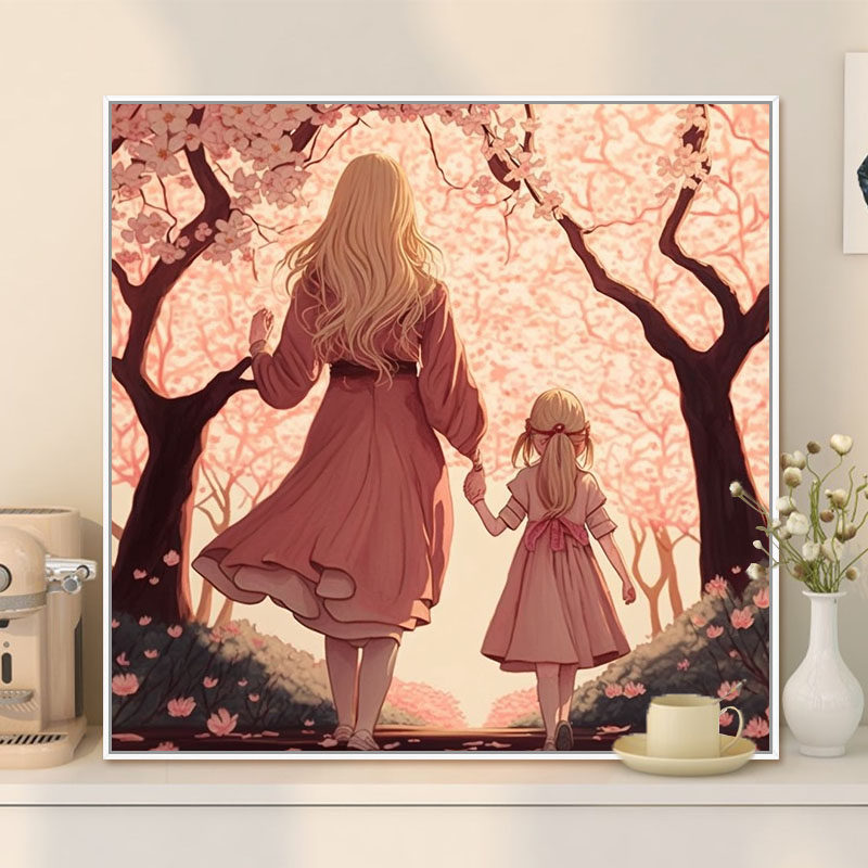 陪伴 数字油画diy手工绘治愈背影填充涂色卧室摆件丙烯解闷油彩画