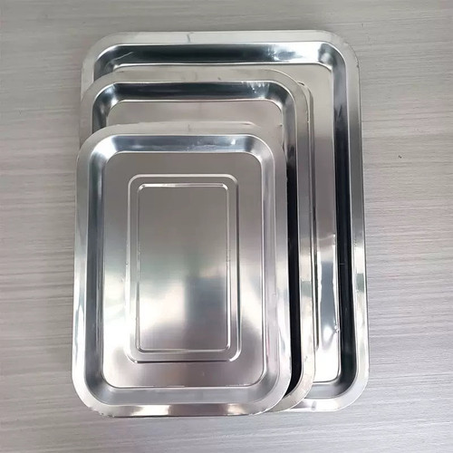 10个包邮】不锈钢方盘托盘菜盘餐盘烧烤盘饭盘摆摊长方形盘子