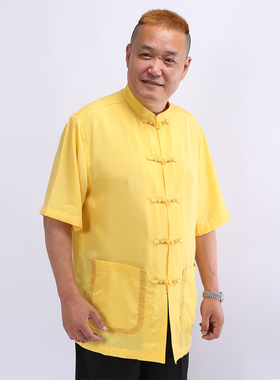 高三强唐装盘扣立领夏季唐装男爆款中国风汉服休闲短袖16902