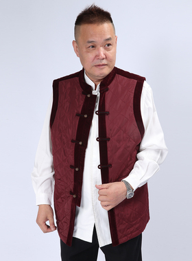 高三强唐装 中式立领男士唐装加棉马夹 新款秋冬中国服上衣 14531