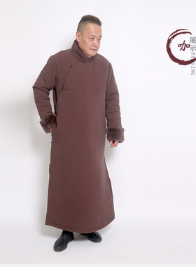 高三强唐装 男款獭兔毛立领中式唐装中国风中式大衣棉衣19903